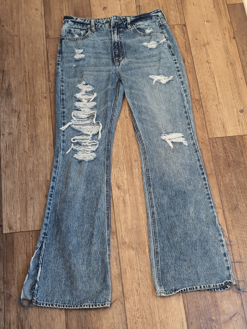 Hidden Distressed Light Blue Women's Flared Jeans